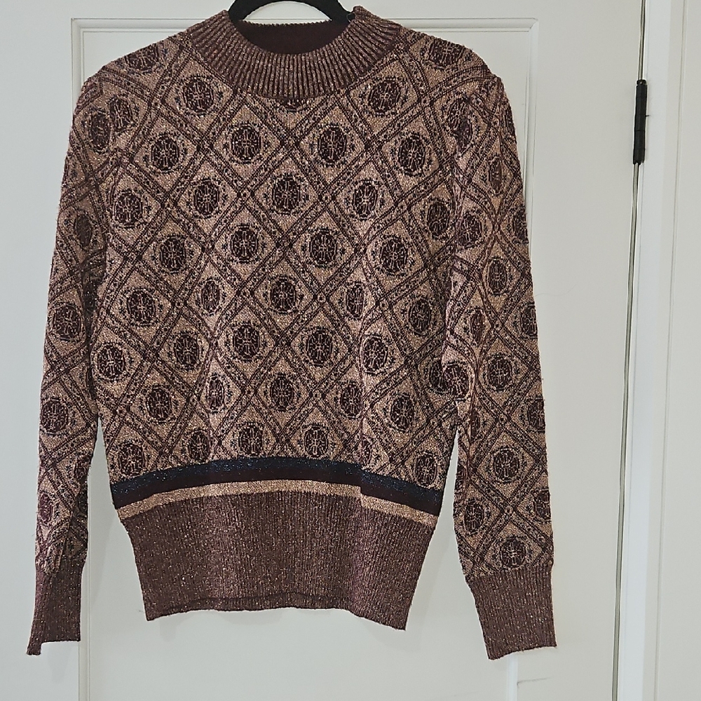 Katie K Women's Geometric Burgundy Sweater